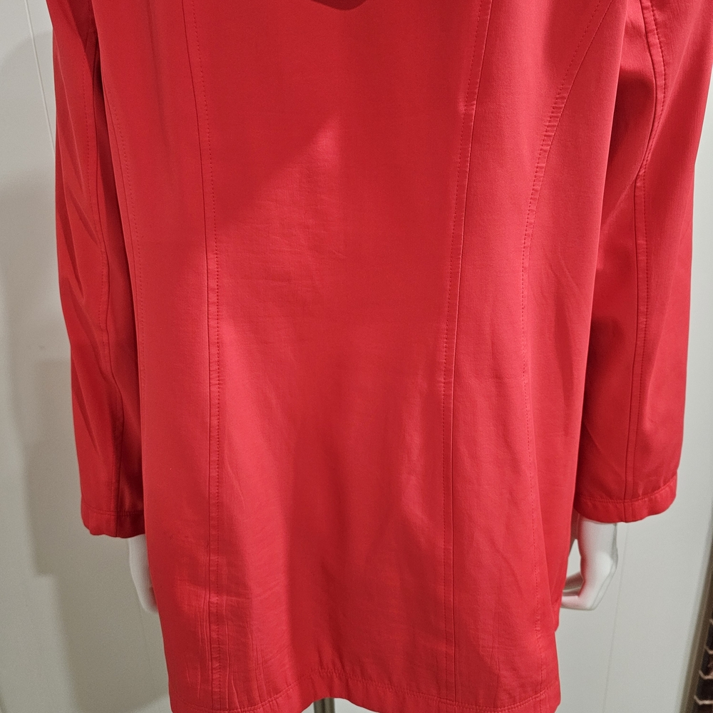 Dennis by Dennis Basso Red Hooded Rain Jacket Women's Size S Snap Zip Lightweigh - Picture 16 of 16